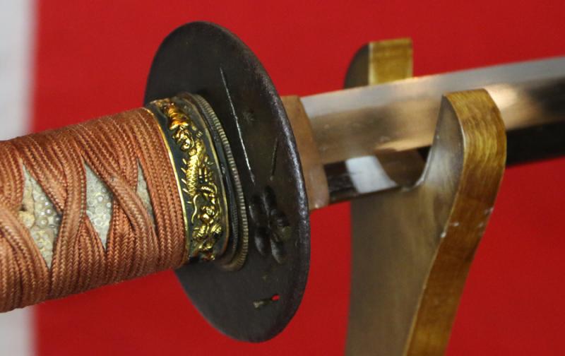 Beautiful, Koto, Samurai's Paired Swords Daisho, 425-525 Years Old. Katana and Chisa Katana. Edo Period Koshirae, Ume 'Maeda' 前田氏 Clan Mon Tsubas, 'Pine Needle' & Urushi Lacquer Sayas. The Maeda Clan, Lords of Kaga, One of the Most Powerful in Japa