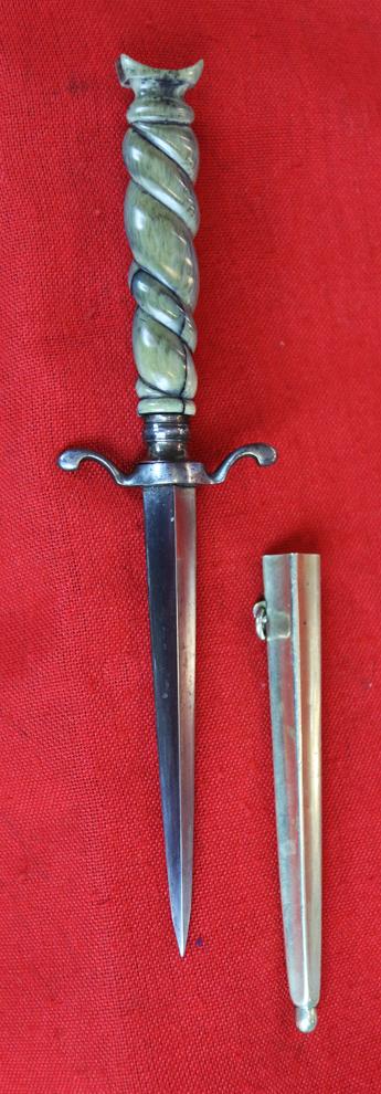 A Very Fine Rare Gambler's Dirk cum Boot Knife, Carved Horn Grip, Mid 19th Century