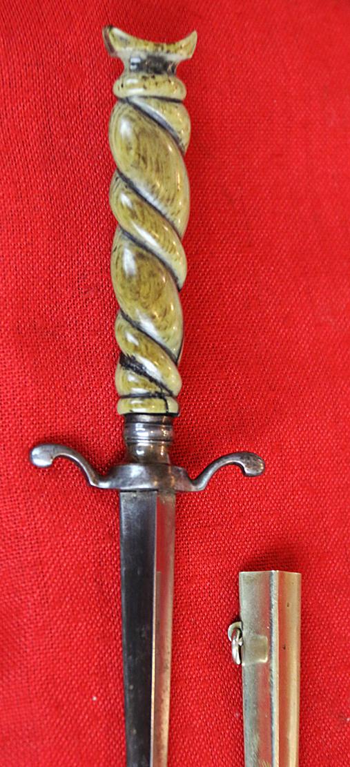 A Very Fine Rare Gambler's Dirk cum Boot Knife, Carved Horn Grip, Mid 19th Century