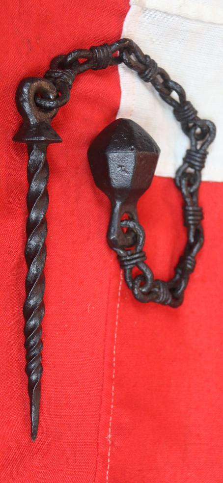 A Fantastic Looking Knight's Mounted Weapon, Medieval 15th Century Form 'Scorpion Tail' Chained Mace, or Battle Whip Head