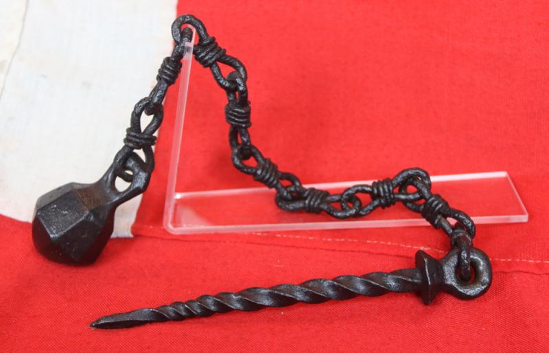 A Fantastic Looking Knight's Mounted Weapon, Medieval 15th Century Form 'Scorpion Tail' Chained Mace, or Battle Whip Head