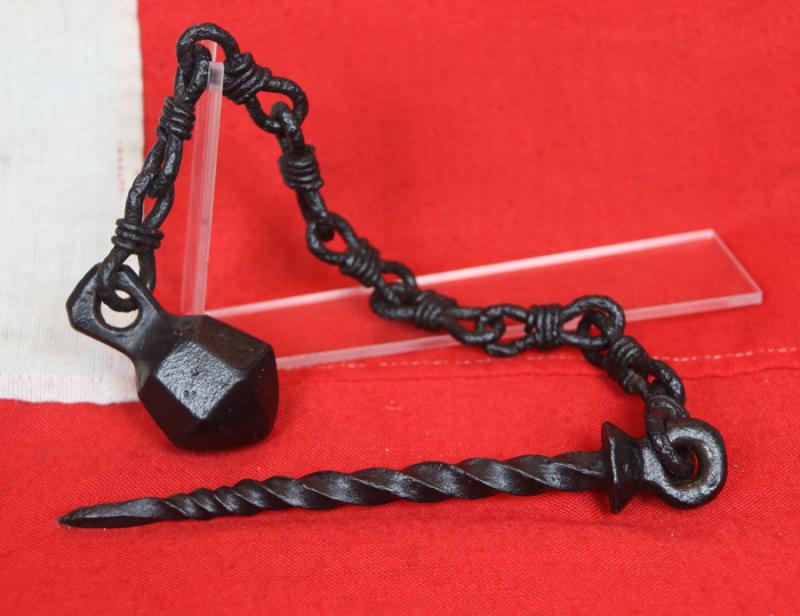 A Fantastic Looking Knight's Mounted Weapon, Medieval 15th Century Form 'Scorpion Tail' Chained Mace, or Battle Whip Head