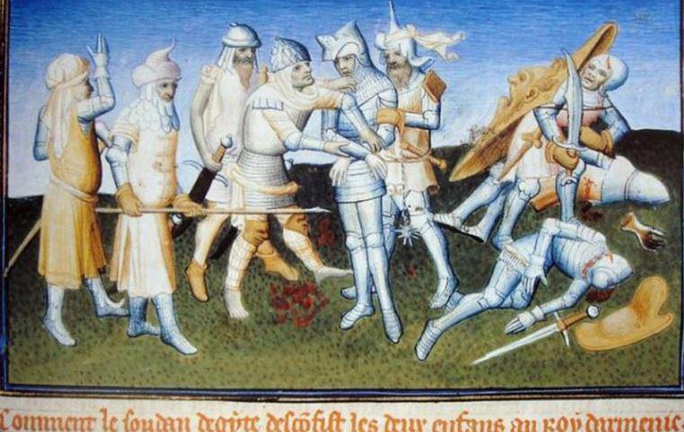 A Fantastic Looking Knight's Mounted Weapon, Medieval 15th Century Form 'Scorpion Tail' Chained Mace, or Battle Whip Head