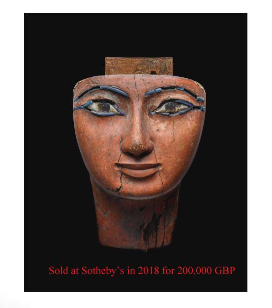 A Fabulous Original Egyptian Carved Wooden Mummy Mask 25th to 26th Dynasty Period to late Dynastic Period