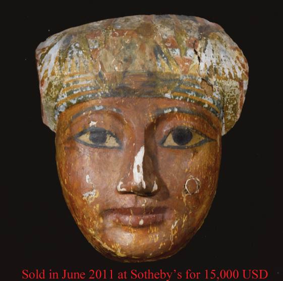 A Fabulous Original Egyptian Carved Wooden Mummy Mask 25th to 26th Dynasty Period to late Dynastic Period