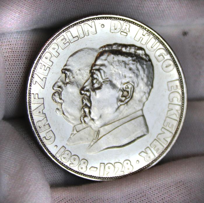 German Solid Silver Medal {900 fine} Commemorating The William Randolph Hearst Sponsored, American Flight, of the World’s First Round the World Passenger Flight, of the