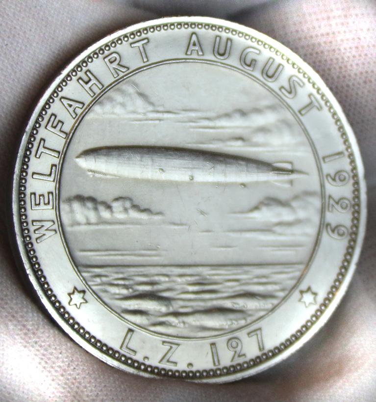German Solid Silver Medal {900 fine} Commemorating The William Randolph Hearst Sponsored, American Flight, of the World’s First Round the World Passenger Flight, of the