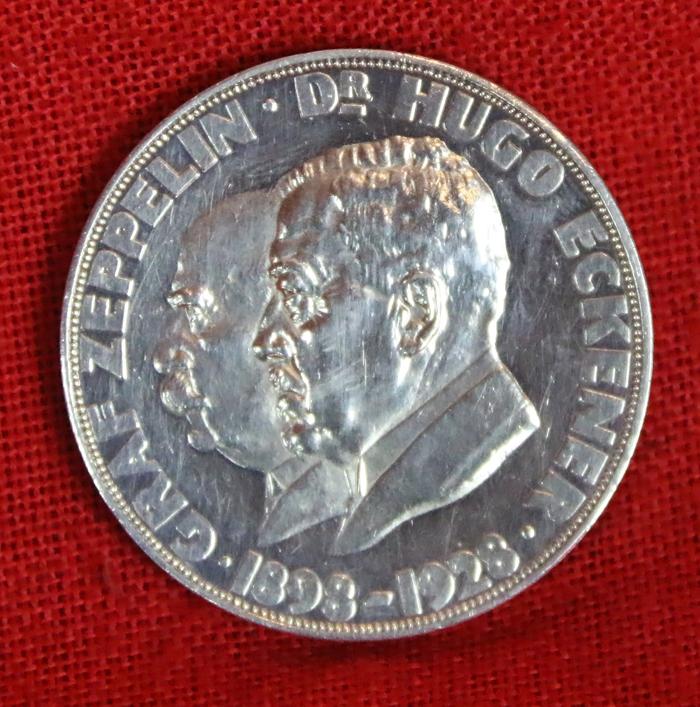 German Solid Silver Medal {900 fine} Commemorating The William Randolph Hearst Sponsored, American Flight, of the World’s First Round the World Passenger Flight, of the