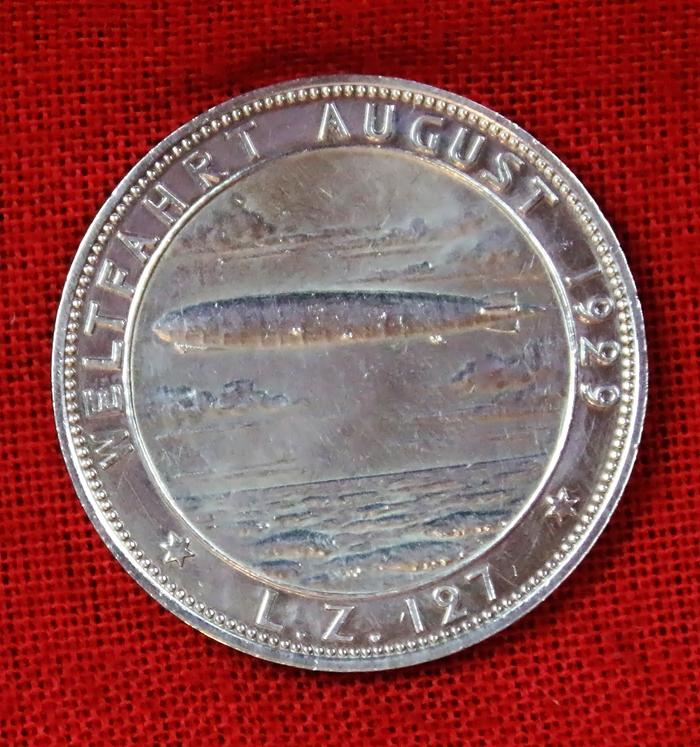 German Solid Silver Medal {900 fine} Commemorating The William Randolph Hearst Sponsored, American Flight, of the World’s First Round the World Passenger Flight, of the