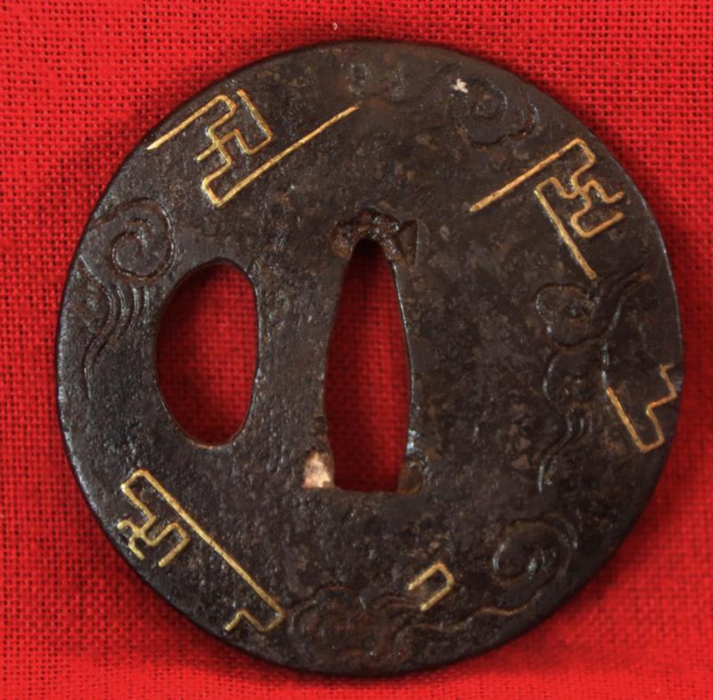 A Very Good, Antique, Edo Period 1700's, Wakazashi Maru Gata Heianjo Tsuba
