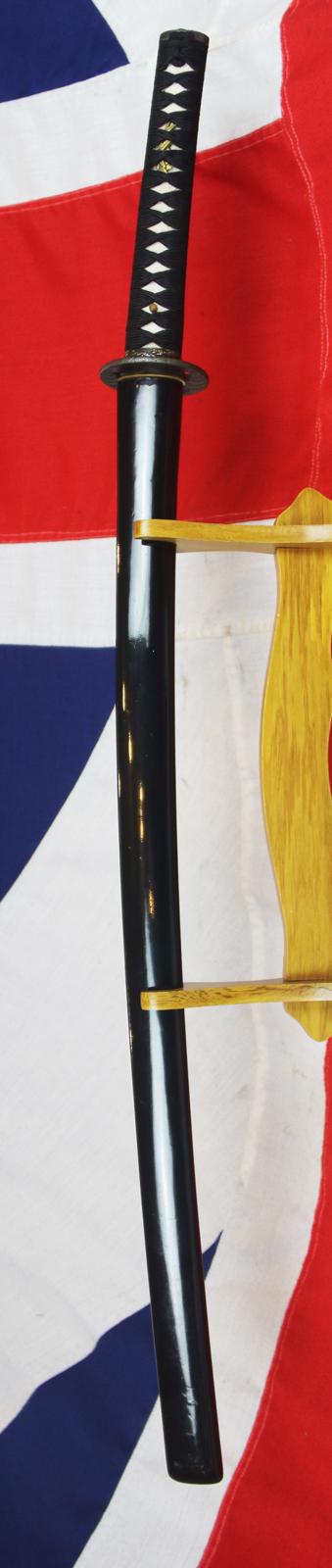 A Most Beautiful Signed Koto Katana, Circa1500's. All Original Edo Mounts of Onlaid Pure Gold, Silver & Shakudo Fuchi-Kashira of A Samurai Warrior In Armour On Horseback