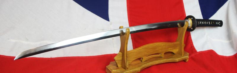 A Most Beautiful Signed Koto Katana, Circa1500's. All Original Edo Mounts of Onlaid Pure Gold, Silver & Shakudo Fuchi-Kashira of A Samurai Warrior In Armour On Horseback