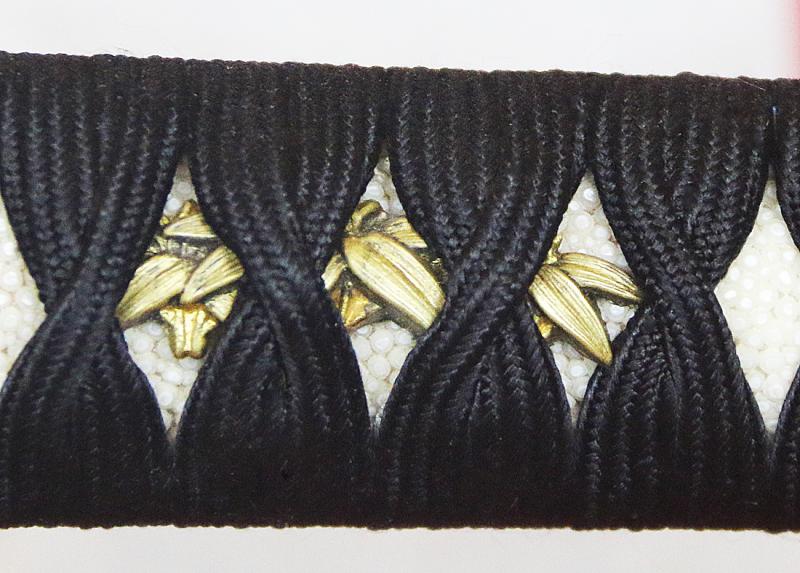 A Most Beautiful Signed Koto Katana, Circa1500's. All Original Edo Mounts of Onlaid Pure Gold, Silver & Shakudo Fuchi-Kashira of A Samurai Warrior In Armour On Horseback