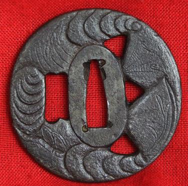 A Most Beautiful Signed Koto Katana, Circa1500's. All Original Edo Mounts of Onlaid Pure Gold, Silver & Shakudo Fuchi-Kashira of A Samurai Warrior In Armour On Horseback