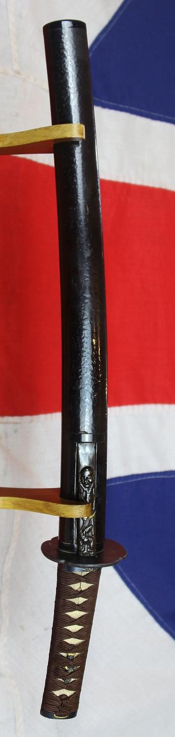 A Beautiful Antique Edo Period Wakizashi Samurai Short Sword, With a Fabulous Quality Botanical Shakudo Gold and Silver Takebori Mounts & Tsuba