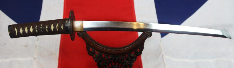 A Beautiful Antique Edo Period Wakizashi Samurai Short Sword, With a Fabulous Quality Botanical Shakudo Gold and Silver Takebori Mounts & Tsuba