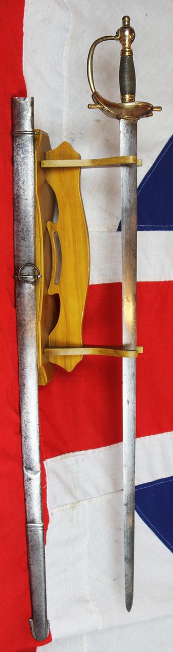 A Superb, Original, 1796 Heavy Cavalry Officer's Sword, Napoleonic Wars and Waterloo Period, with a Broadsword Blade, Steel Combat Scabbard with Close Combat Blade Impact