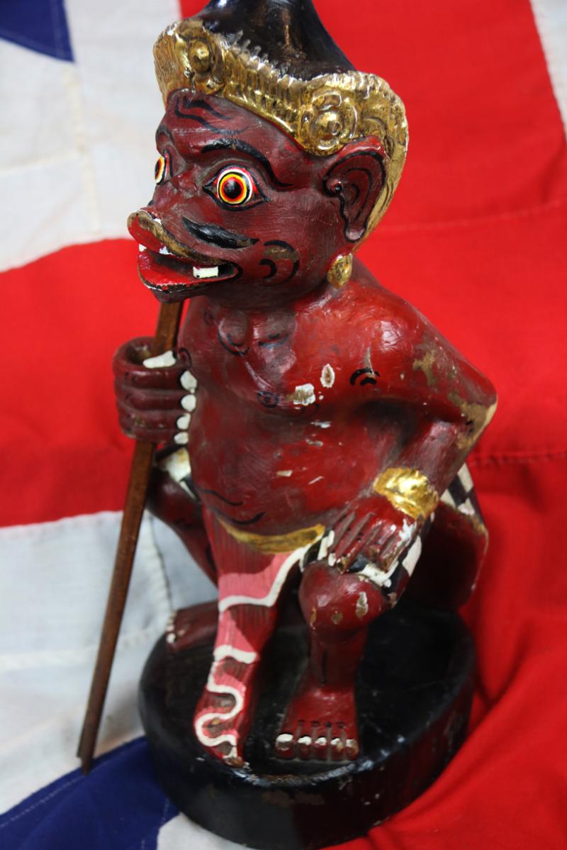 A Super Balinese Carved Wooden 'Demon Kris Stand Probably Representing One of the Vanaras, Forest Dweller Human-Ape Like Demi-God Warriors That Helped Rama Defeat Ravana