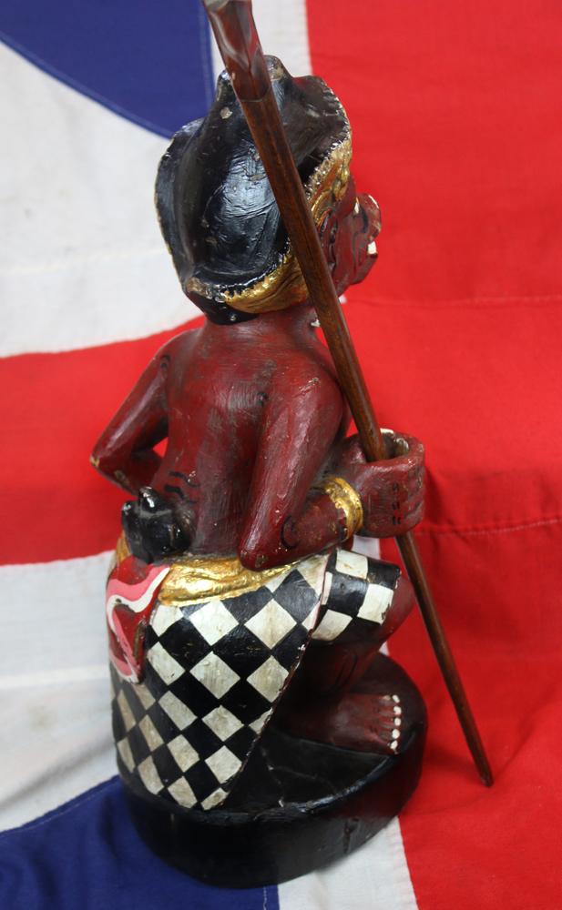 A Super Balinese Carved Wooden 'Demon Kris Stand Probably Representing One of the Vanaras, Forest Dweller Human-Ape Like Demi-God Warriors That Helped Rama Defeat Ravana