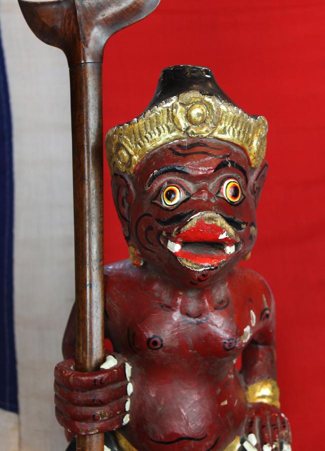 A Super Balinese Carved Wooden 'Demon Kris Stand Probably Representing One of the Vanaras, Forest Dweller Human-Ape Like Demi-God Warriors That Helped Rama Defeat Ravana