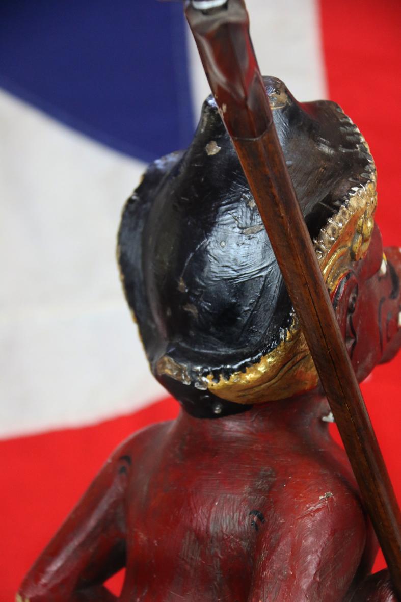 A Super Balinese Carved Wooden 'Demon Kris Stand Probably Representing One of the Vanaras, Forest Dweller Human-Ape Like Demi-God Warriors That Helped Rama Defeat Ravana
