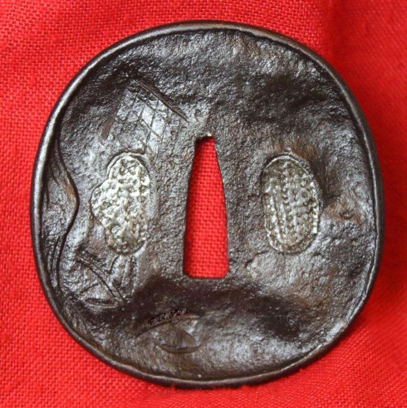 An Edo Period 1603 -1867, Katana Tsuba Tenbo Saotome Style, Hammered Iron With Formed Rim Mimi