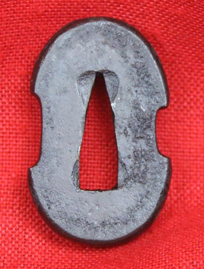 An Edo Period, 1603 -1867 Tanto Tsuba, Tetsu With Silver Inlaid Rim