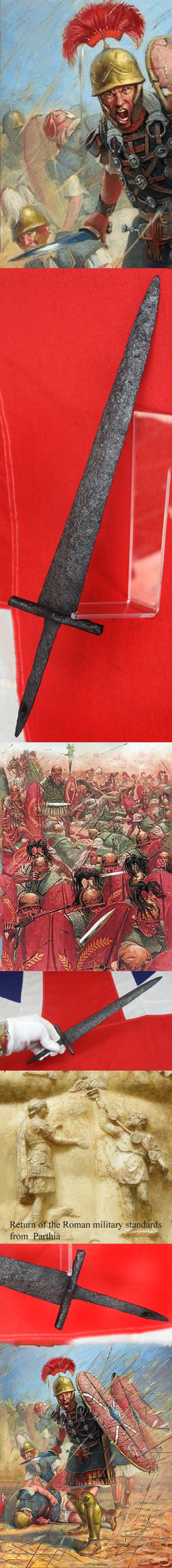 A Most Rare, Original, 1st Century Ancient Roman-Parthian Wars Period Dagger with Cross Guard. From The Time of Julius Caeser and Augustus Caeser. Circa 2000 Years Old