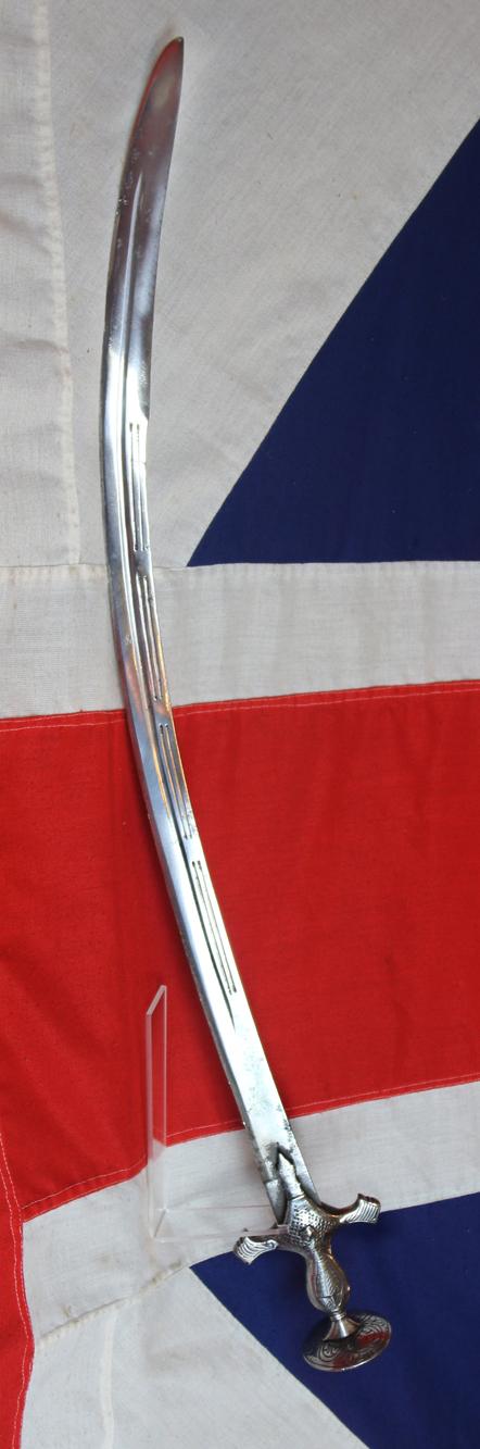 A Beautiful Mughul High Ranking Warrior's Sword Talwar 17th-18th Century, Likely Wootz or Damascus Kilij Form Blade