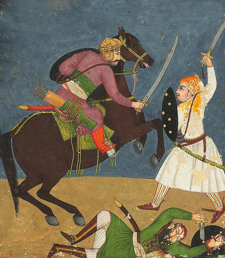 A Beautiful Mughul High Ranking Warrior's Sword Talwar 17th-18th Century, Likely Wootz or Damascus Kilij Form Blade