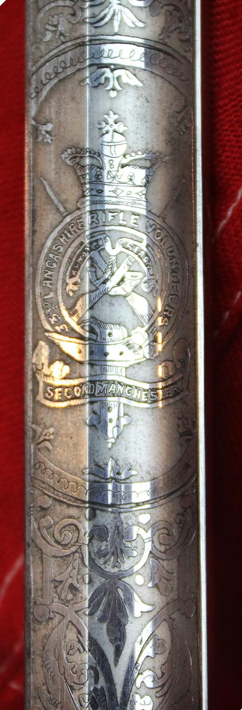 A Most Fine Presentation 2nd Manchester, 33rd Lancashire Rifle Volunteers Antique Victorian Sword of 1869