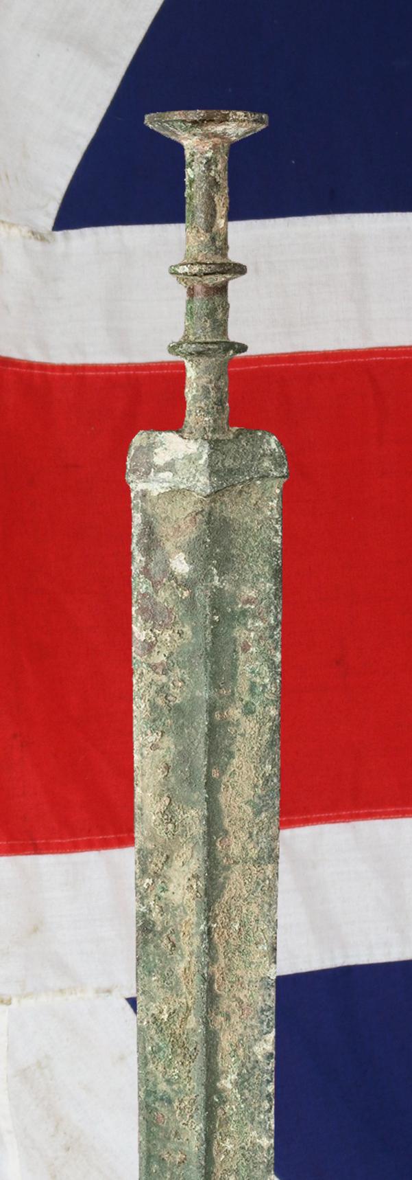 Archaic Chinese Warrior's Bronze Sword, Around 2,300 to 2,800 Years Old, From the Zhou Dynasty to the Qin Dynasty, Including the Period of the Great Military Doctrine 'The Art of War' by General Sun-Tzu