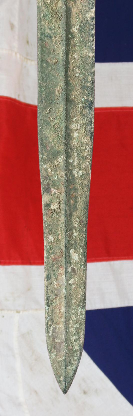 Archaic Chinese Warrior's Bronze Sword, Around 2,300 to 2,800 Years Old, From the Zhou Dynasty to the Qin Dynasty, Including the Period of the Great Military Doctrine 'The Art of War' by General Sun-Tzu