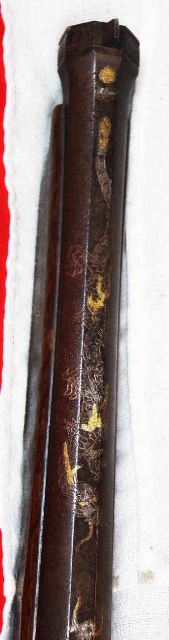 A Simply Magnificent, Huge, Ozutso Samurai Hand Cannon Teppo Matchlock Gun, of Negishi Sukenobu, Inlaid With Silver and Gold Dragon With Both the Amago Clan of Kamei Kenenori and Tokugawa Clan Mons.