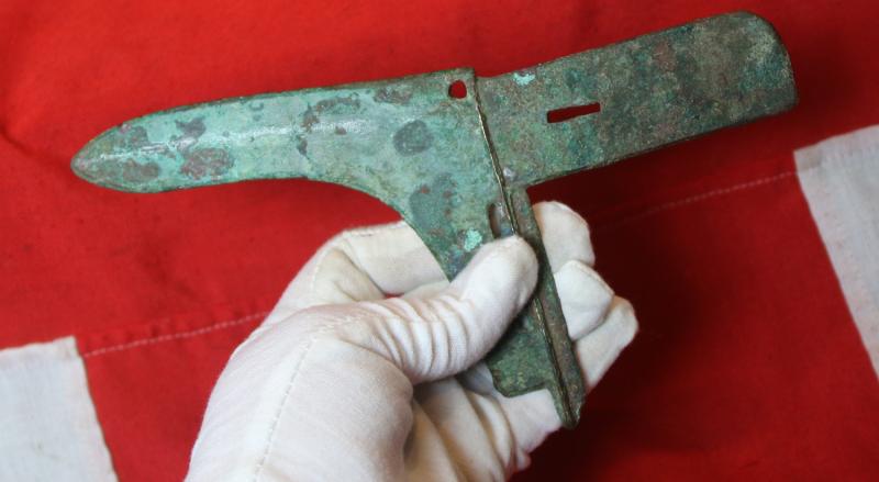 Archaic Zhou Dynasty Bronze Halberd or ‘Ge’ Circa 5th Century BC the Period of the Great Military Doctrine 'The Art of War' by General Sun-Tzu