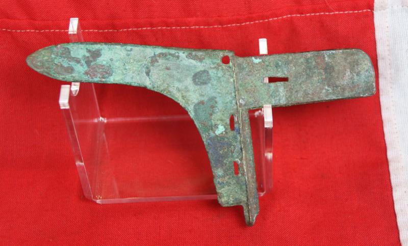 Archaic Zhou Dynasty Bronze Halberd or ‘Ge’ Circa 5th Century BC the Period of the Great Military Doctrine 'The Art of War' by General Sun-Tzu
