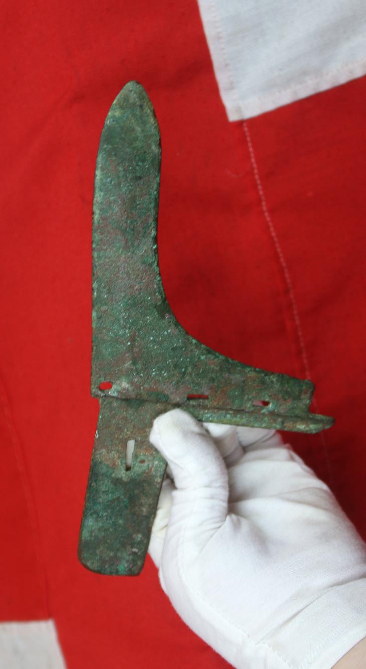 Archaic Zhou Dynasty Bronze Halberd or ‘Ge’ Circa 5th Century BC the Period of the Great Military Doctrine 'The Art of War' by General Sun-Tzu