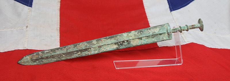 Ancient Chinese Warrior's Bronze Sword, Around 2,300 to 2,800 Years Old, From the Zhou Dynasty to the Qin Dynasty, Including the Period of the Great Military Doctrine 'The Art of War' by General Sun-Tzu