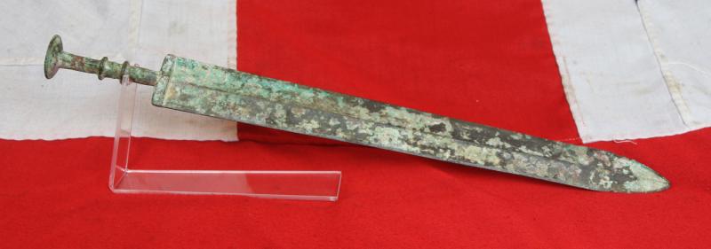 Ancient Chinese Warrior's Bronze Sword, Around 2,300 to 2,800 Years Old, From the Zhou Dynasty to the Qin Dynasty, Including the Period of the Great Military Doctrine 'The Art of War' by General Sun-Tzu