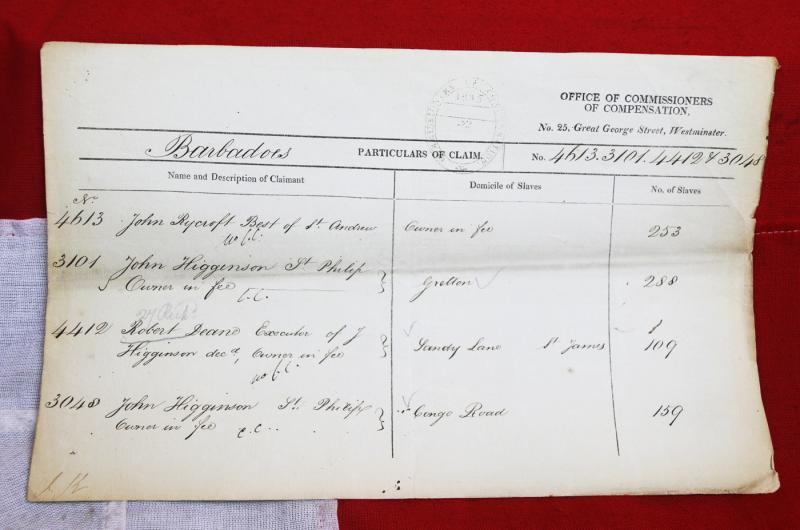An Extraordinary Document, & Piece of Original & Highly Relevant History Today. A 'Particulars of Claim For Compensation' For The Freedom of 253 Slaves In Barbados For the President Of Barbados, John Rycroft Best & 556 Slaves Owned By John Higginson