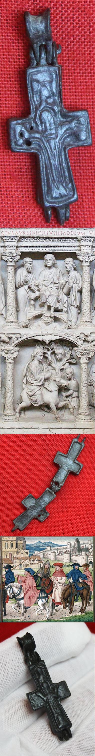 An Original Good Size, And Absolutely Stunning, An Ancient Roman Bronze Encolpion Cross, Likely a High Status Pilgrim's or Bishop's Pendant Approximately 1400 Years old