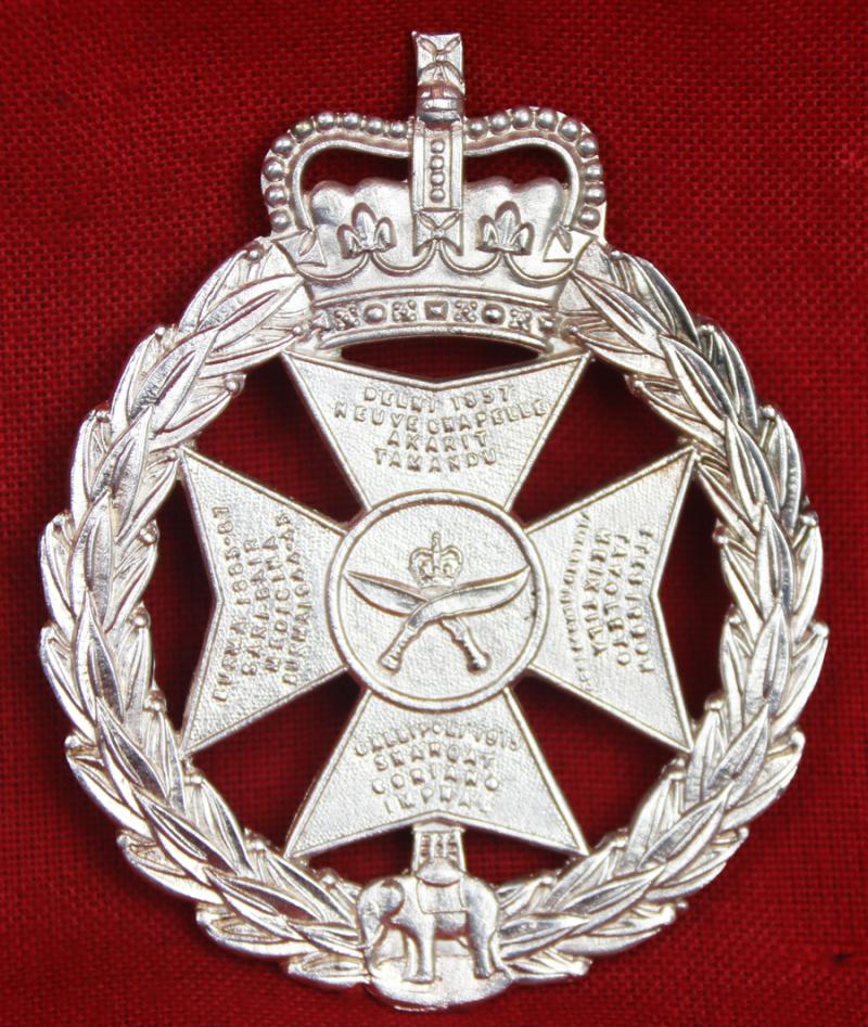 Royal Gurkha Rifles, Pouch Belt Badge & Plate - Silver Plate