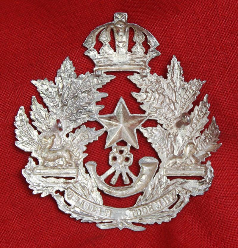 The Scottish Rifles, Helmet Plate, With Battle Honours, Silvered
