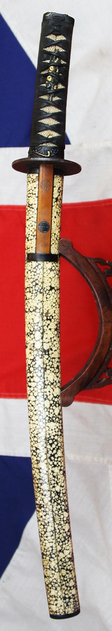 An Absolutely Superb, & Signed, Samurai’s Large Sunobi-Tanto or Wakazashi Late Koto to Early Shinto Period. Mutsu no Kami Daido School. Carved Horimono Blade With Bonji, of Fudō-myōō (不動明王), & Buddhist Ken Sword. Nabeshima Clan