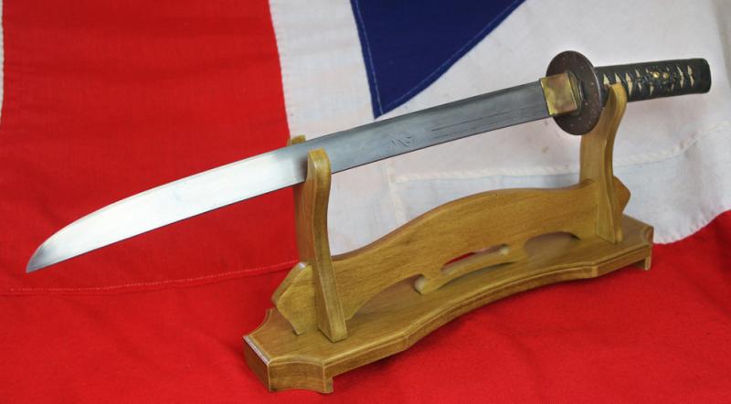 An Absolutely Superb, & Signed, Samurai’s Large Sunobi-Tanto or Wakazashi Late Koto to Early Shinto Period. Mutsu no Kami Daido School. Carved Horimono Blade With Bonji, of Fudō-myōō (不動明王), & Buddhist Ken Sword. Nabeshima Clan