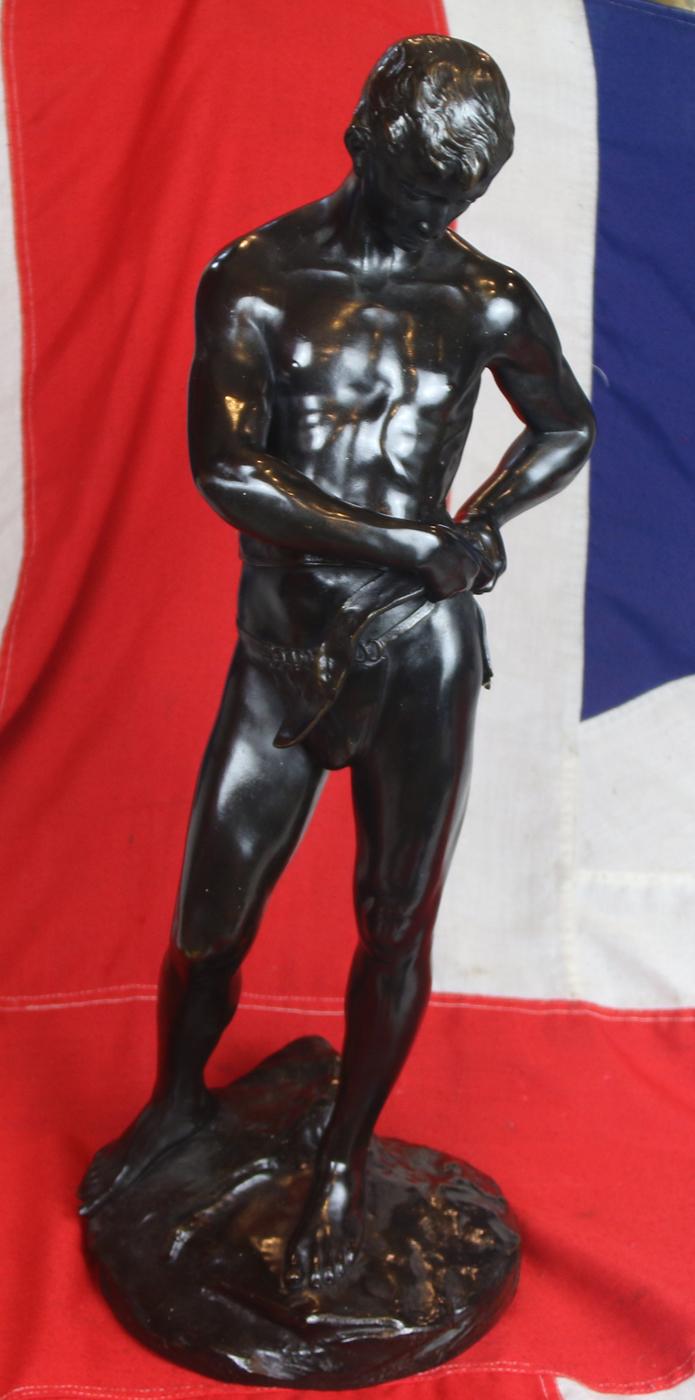 Superb Large Signed Bronze Sculpture by Julius Schmidt Felling Circa 1900's of a Standing Youth