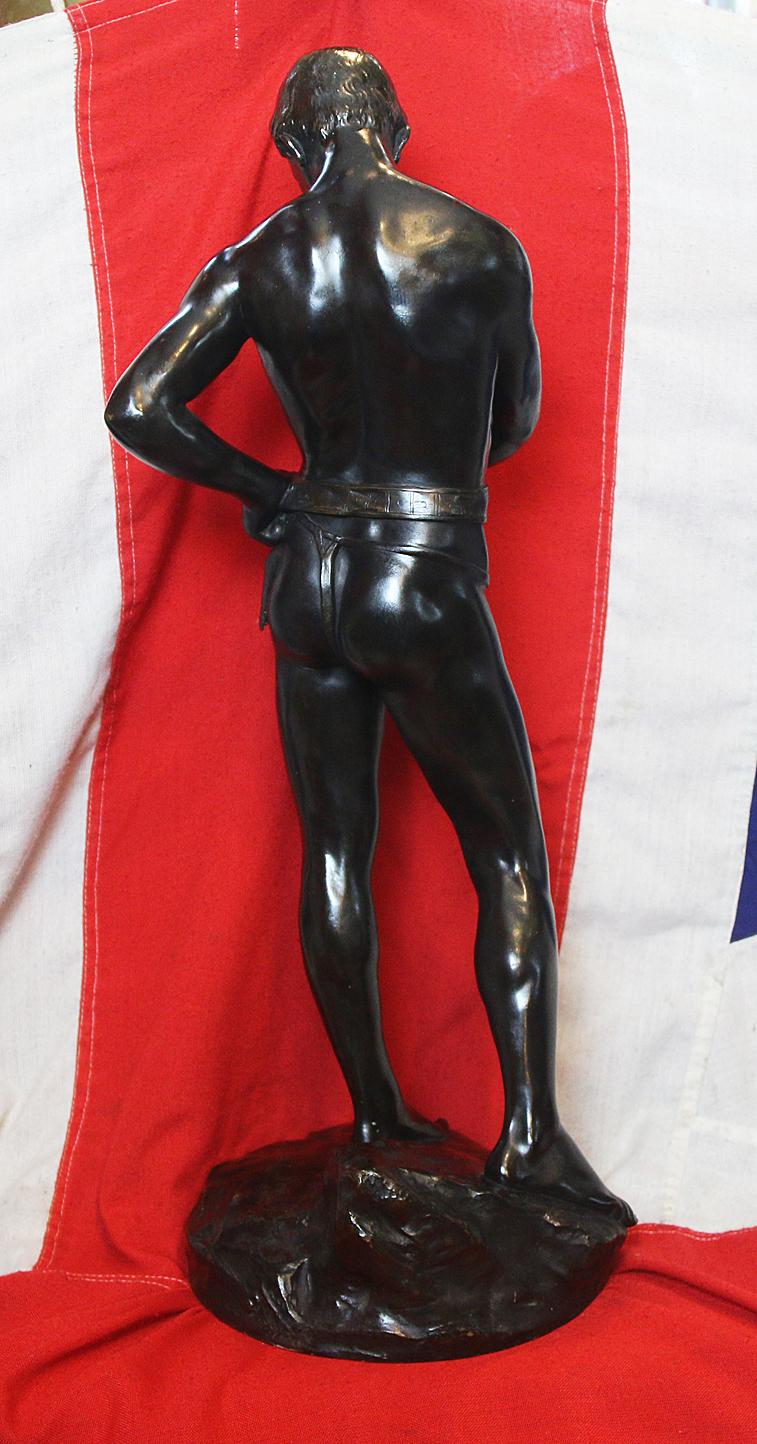 Superb Large Signed Bronze Sculpture by Julius Schmidt Felling Circa 1900's of a Standing Youth