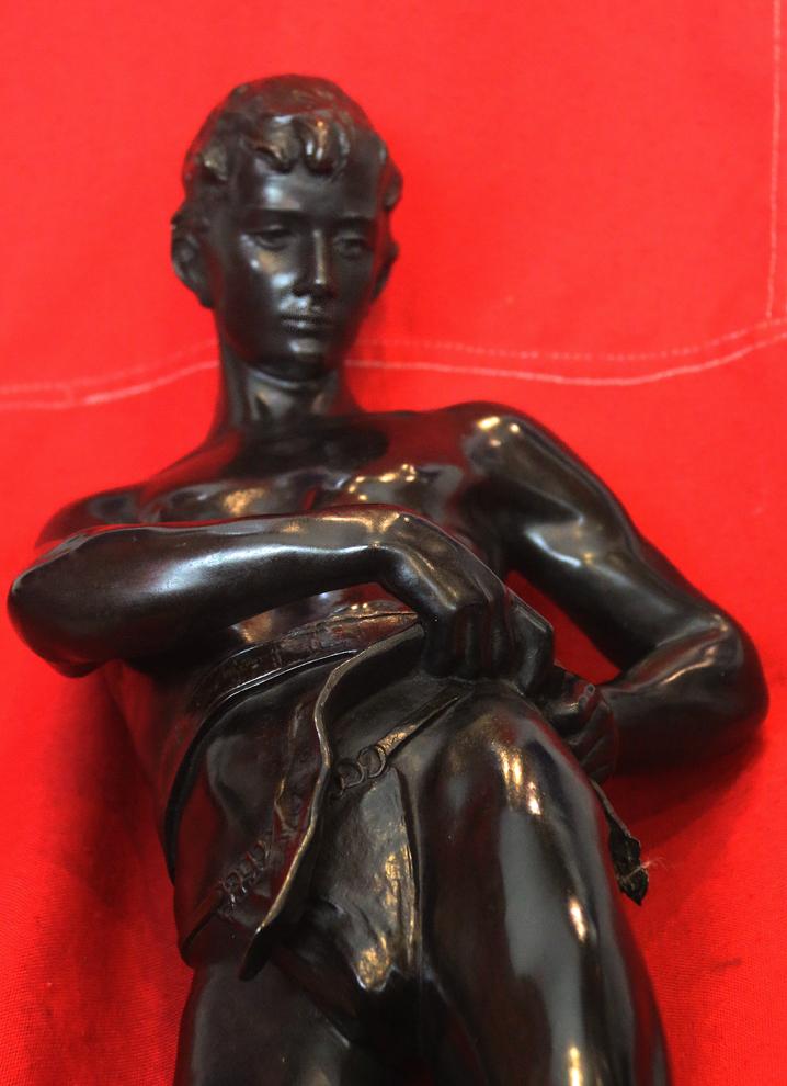 Superb Large Signed Bronze Sculpture by Julius Schmidt Felling Circa 1900's of a Standing Youth