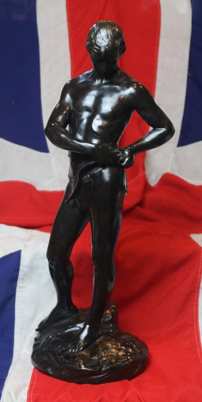 Superb Large Signed Bronze Sculpture by Julius Schmidt Felling Circa 1900's of a Standing Youth