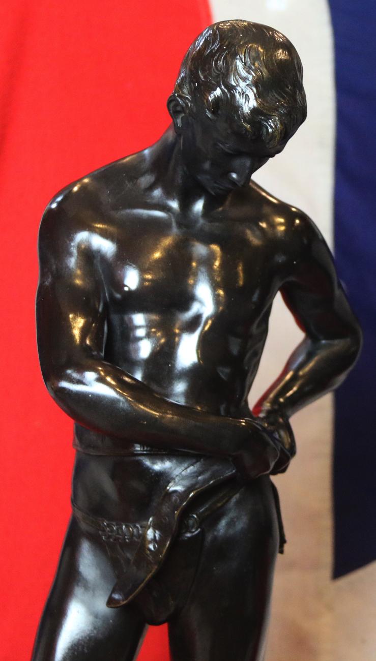 Superb Large Signed Bronze Sculpture by Julius Schmidt Felling Circa 1900's of a Standing Youth